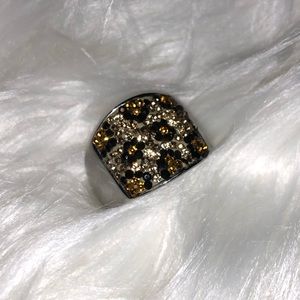 Ladies Sz 10 Stainless Steel with Crystals Ring